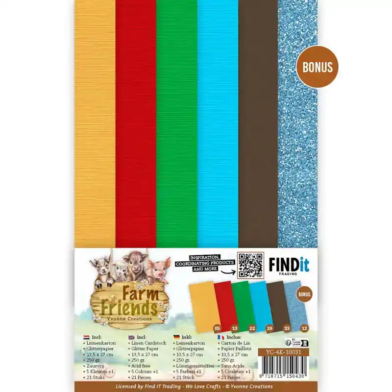 YC Farm Friends linen cardstock pack 4K