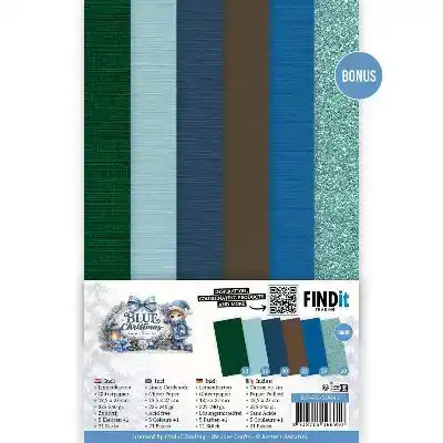 Linen Cardstock Pack Berries Beauties Blue Christmas 4K