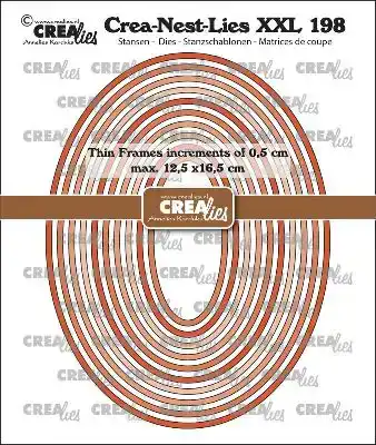 Crealies Crea-Nest-Lies XXL stansen no. 198, Dunne Kaders Ovalen glad