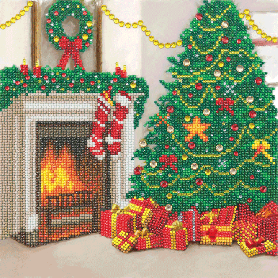 Framed crystal art cosy christmas 30x30cm partial
