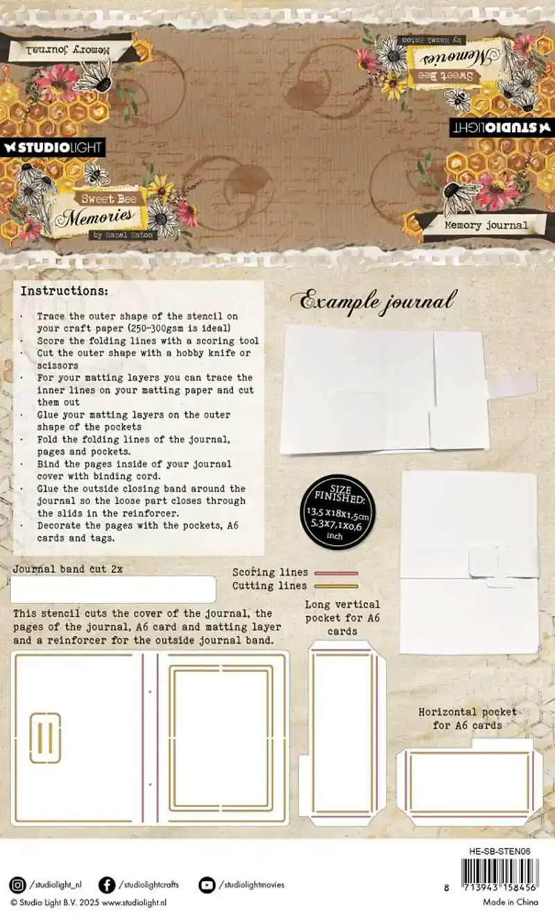 Sweet bee memories stencil memory journal