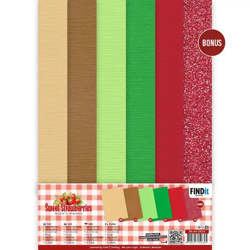 Berries beauties sweet strawberries linen cardstock A4