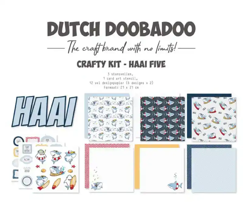 Dutch DooBaDoo craftykit haaifive 21x21cm