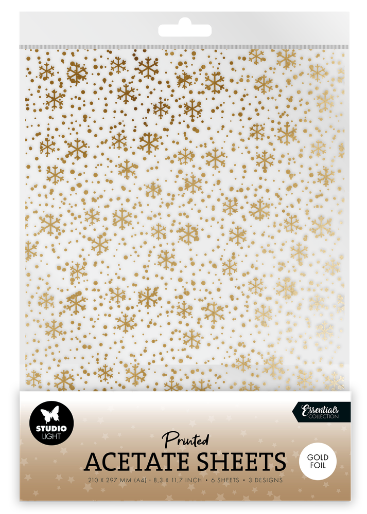 Studio Light Essentials Acetate Sheets Snowflakes Gold