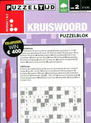 Puzzelblok kruiswoord 1-2 punt nr2
