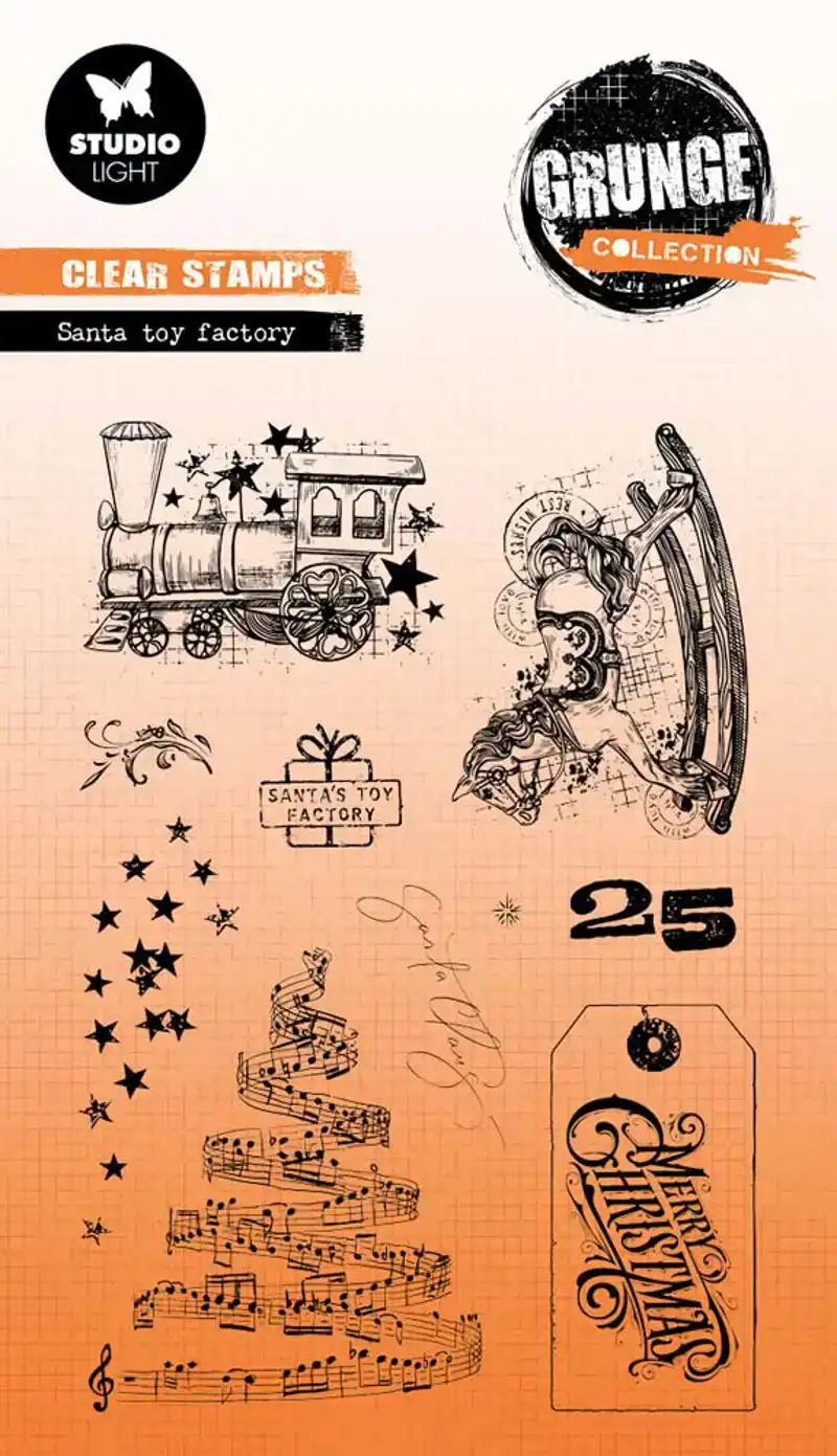 Grunge Collection clear stamp santa toy factory