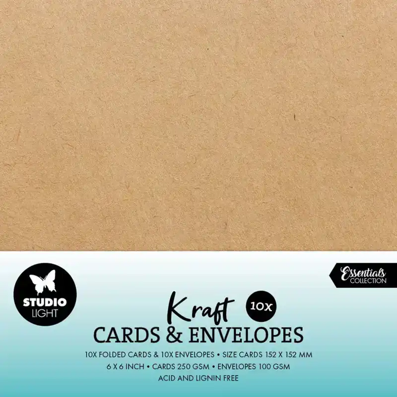 Studio Light Consumables 6x6 Inch Cards & Envelopes Kraft