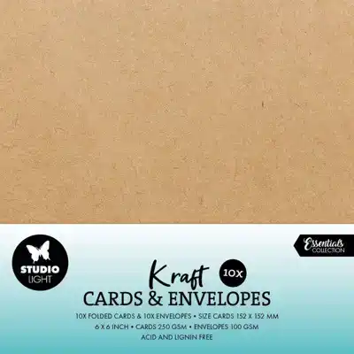 Studio Light Consumables 6x6 Inch Cards & Envelopes Kraft