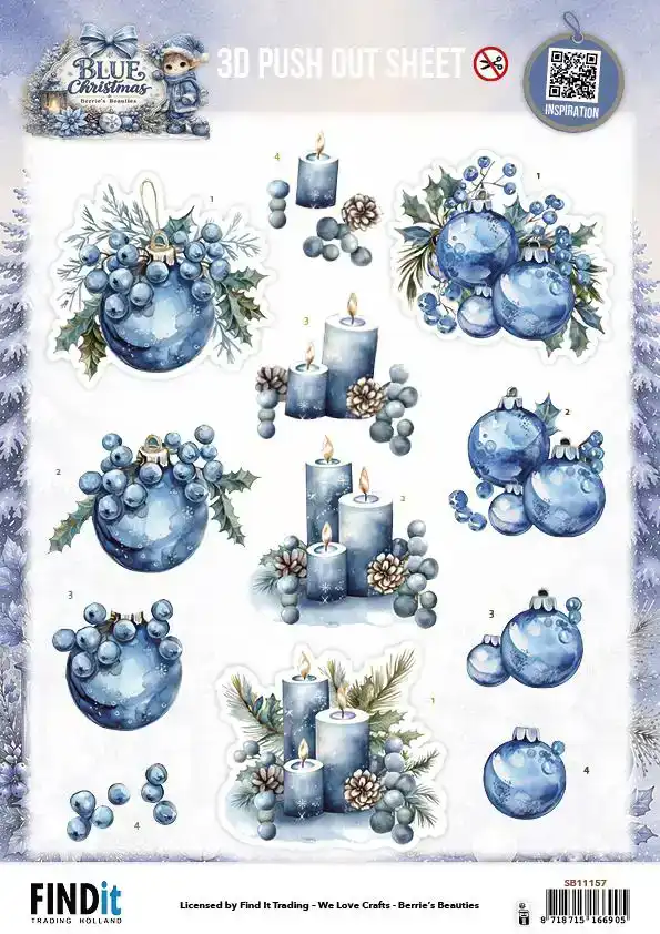 3D Pushout Sheet Berries Beauties Blue Christmas Christmas Feelings
