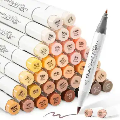 Ohuhu Honolulu B36 Skin Colors Alcohol Markers Dual Tip Set