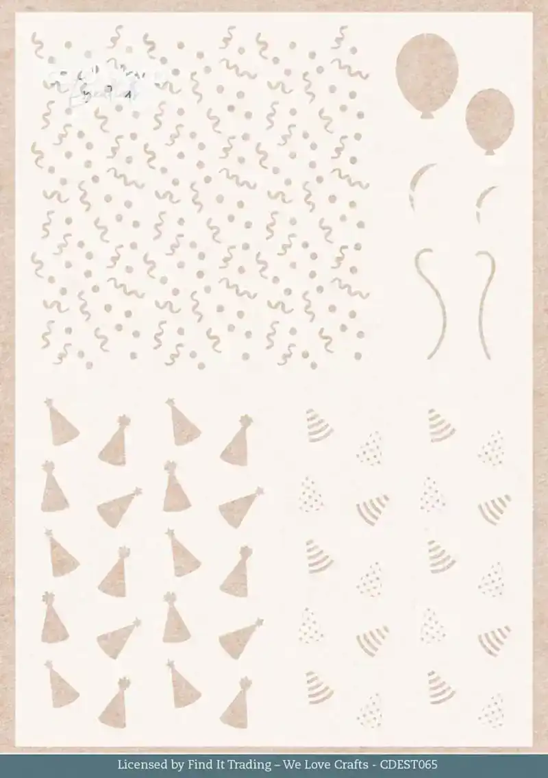 Mask stencil card deco essentials Teddy party