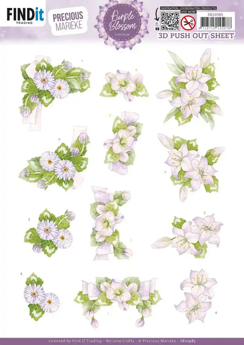 3D Push out Sheet - Precious Marieke - Purple Blossom - Amethyst