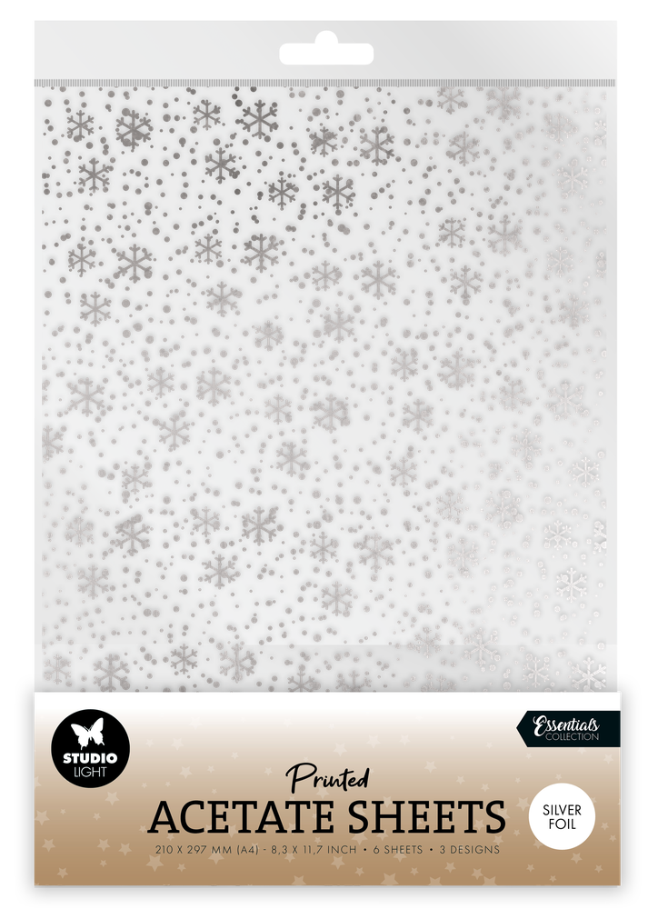 Studio Light Essentials Acetate Sheets Snowflakes Silver