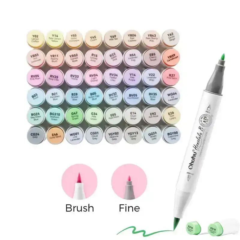 Ohuhu Honolulu B48 Pastel Sweetness Colors Alcohol Markers Dual Tip Set