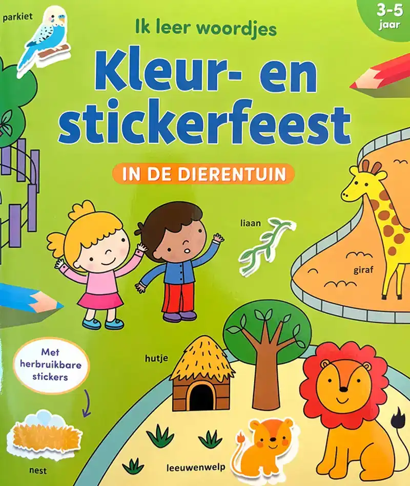 Kleur- En Stickerboek In De Dierentuin 3-5 Jaar