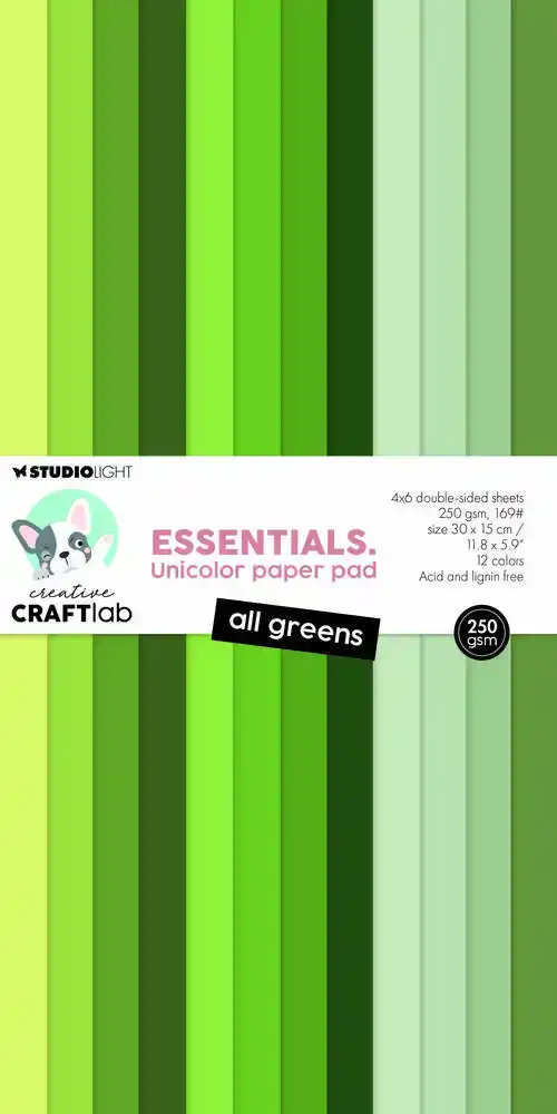 Creative Craftlab Essentials Unicolor Paper Pad All greens