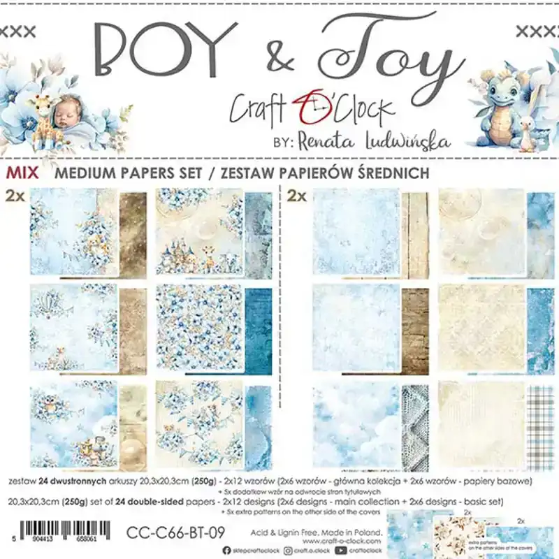 Craft o Clock Boy & Toy mixed paperpad 20x20