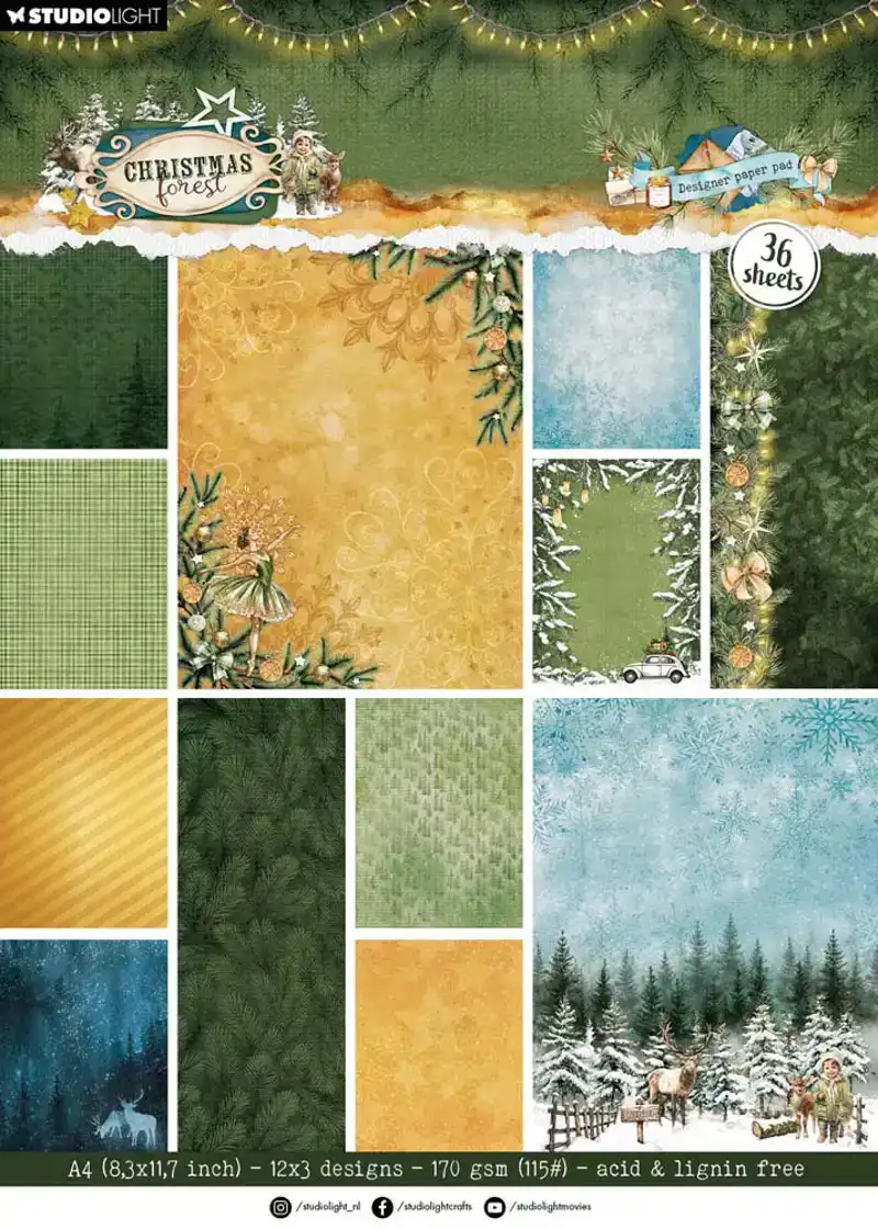Studio Light Christmas Forest Designer Paper Pad Background paper