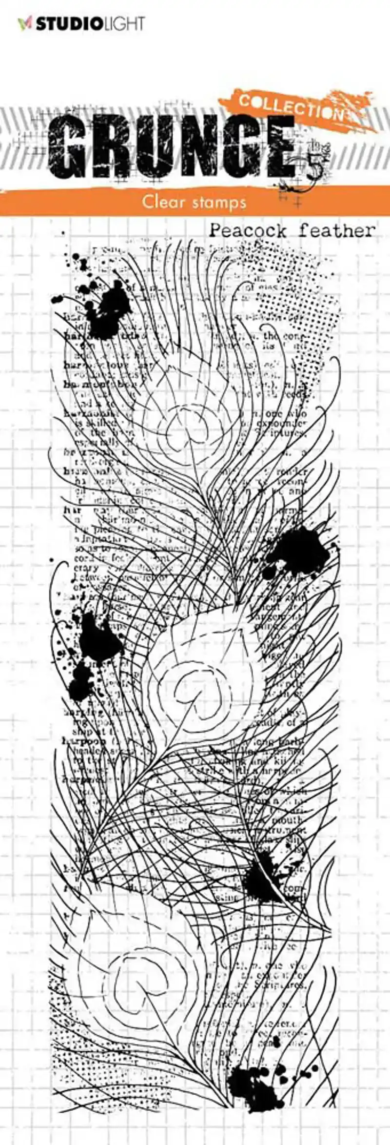 Studio Light Grunge clear stamp Peacock Feather nr. 225