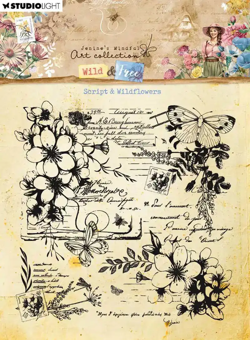 JMA wild and free clear stamp script and wildflowers