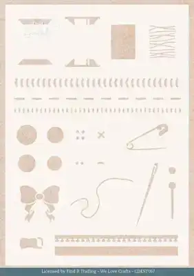 Stencil Card Deco Essentials Sewing Serenity Sewing Stitches A5