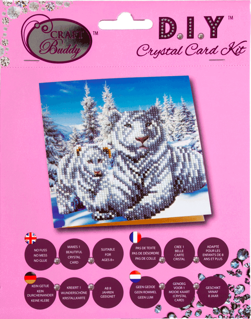 Crystal card kit white tigers 18x18 cm