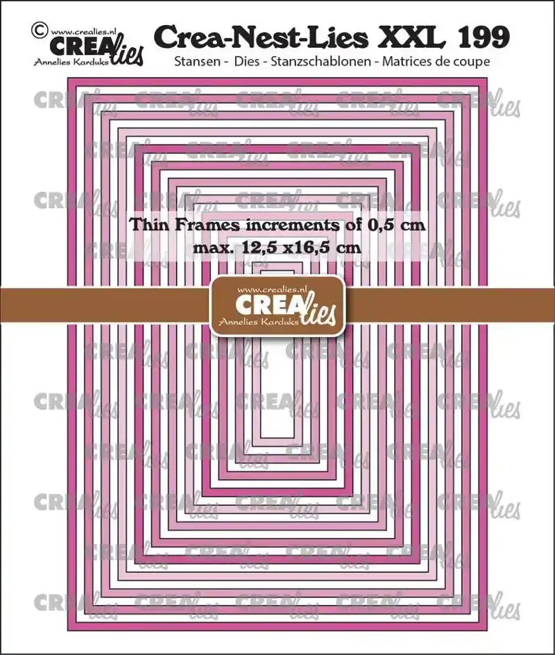 Crealies Crea-Nest-Lies XXL stansen no. 199, Dunne Kaders Rechthoeken glad