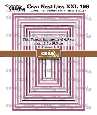 Crealies Crea-Nest-Lies XXL stansen no. 199, Dunne Kaders Rechthoeken glad