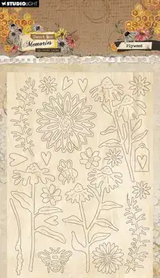 Sweet bee memories Plywood elements floral & grunge