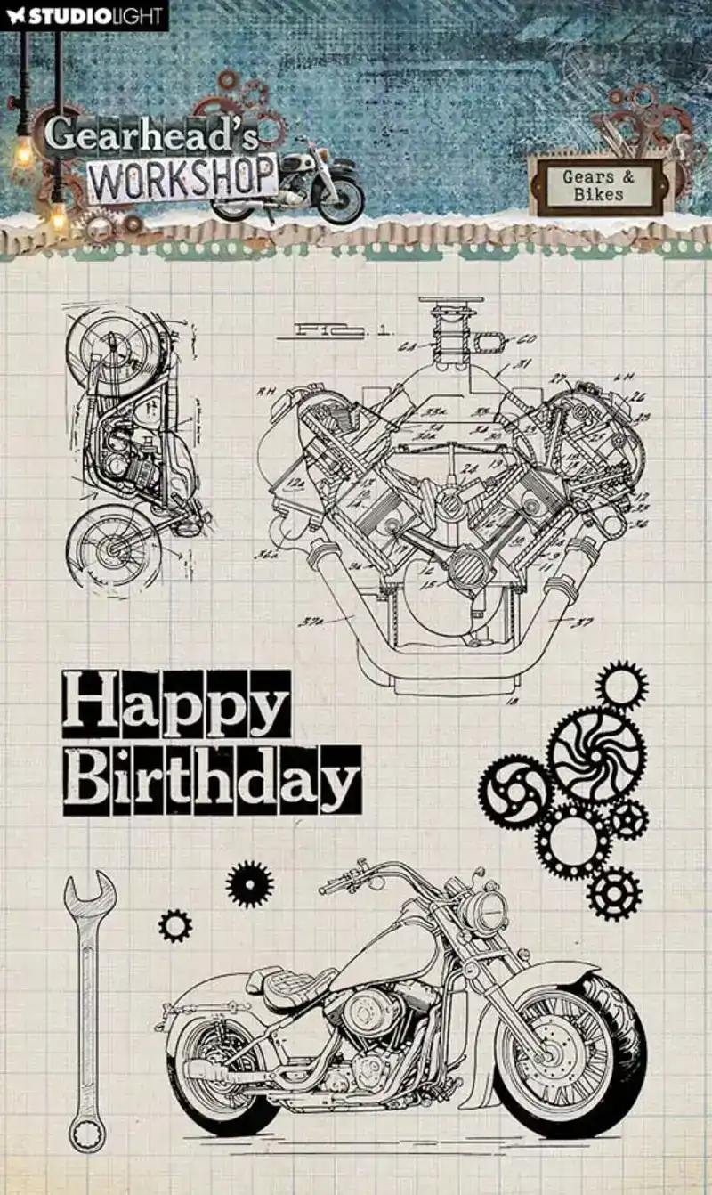 Gearhead's workshop Clear stamp gears & bikes
