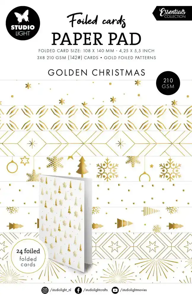 Studio Light Essentials Foiled Cards Gold patterns