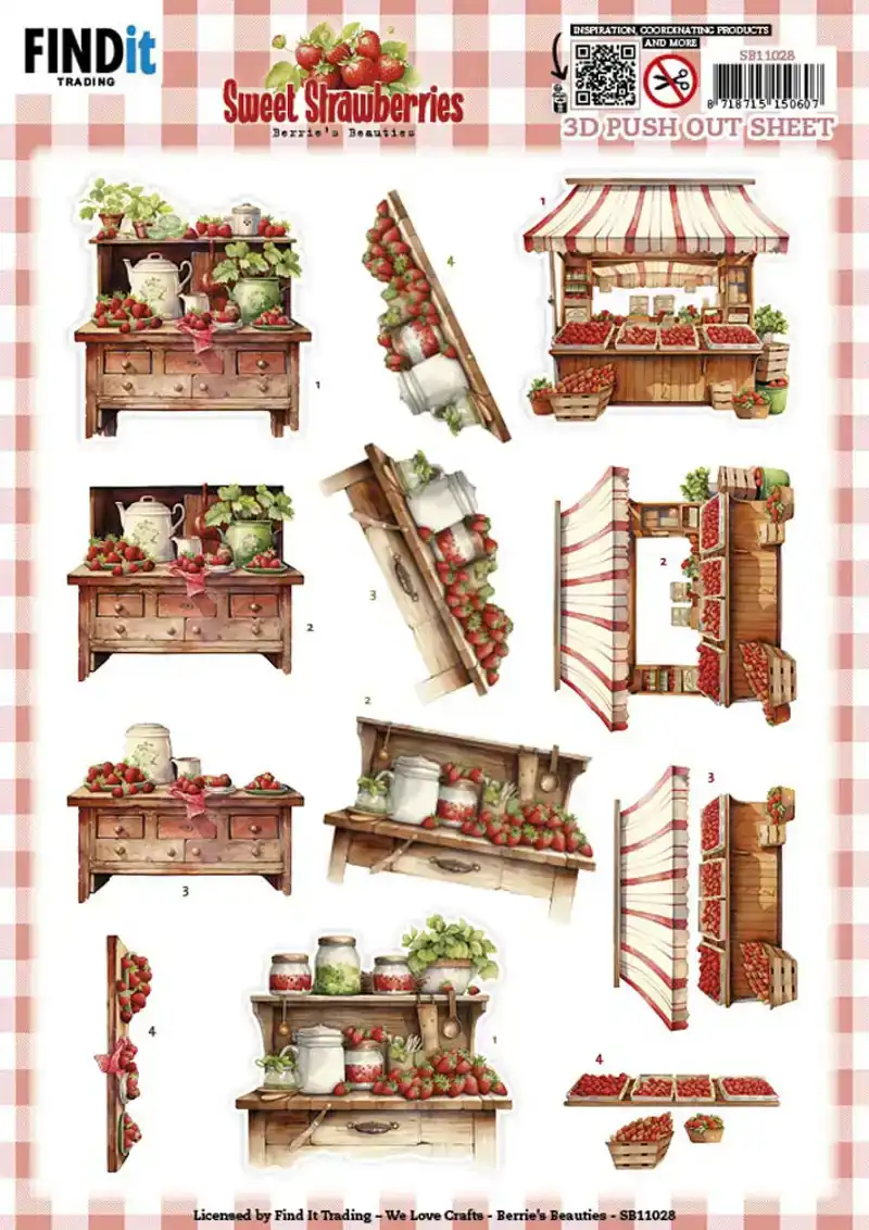 Berries Beauties sweet strawberries 3D push out sheet Strawberry sale