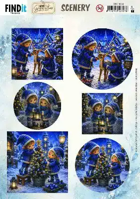 Scenery Push out Berries Beauties Blue Christmas Elfs 2