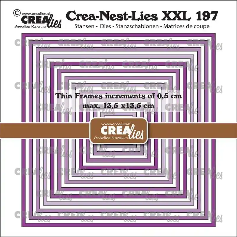 Crealies Crea-Nest-Lies XXL stansen no. 197, Dunne Kaders Vierkanten glad