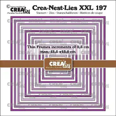 Crealies Crea-Nest-Lies XXL stansen no. 197, Dunne Kaders Vierkanten glad