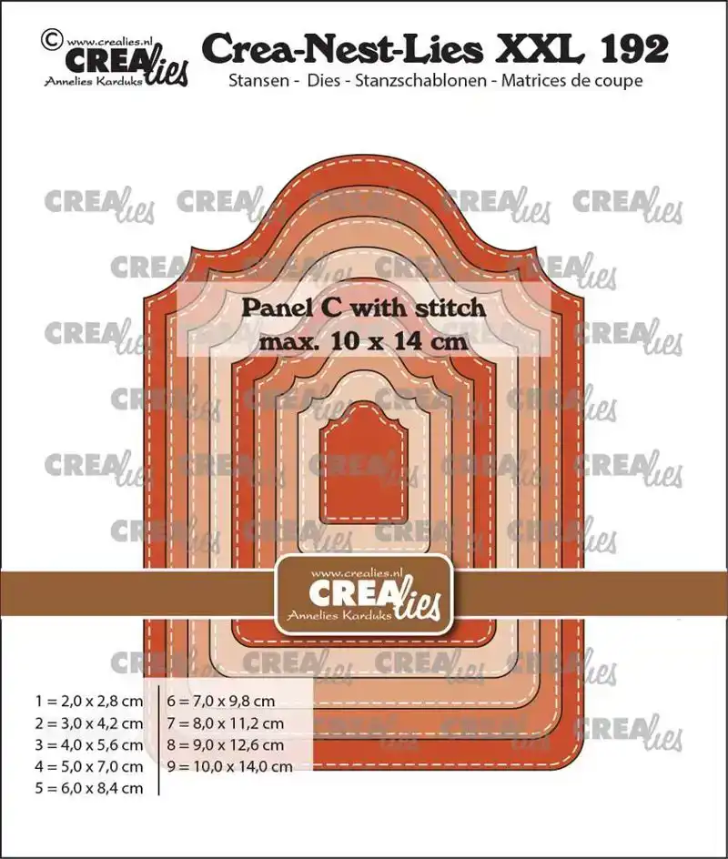 Crealies Crea-Nest-Lies XXL stansen no. 192, Paneel C met stiksteek