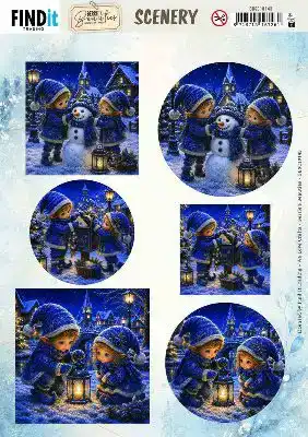 Scenery Push out Berries Beauties Blue Christmas Elfs 1