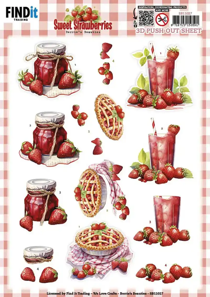 Berries Beauties sweet strawberries 3D push out sheet Strawberries pie