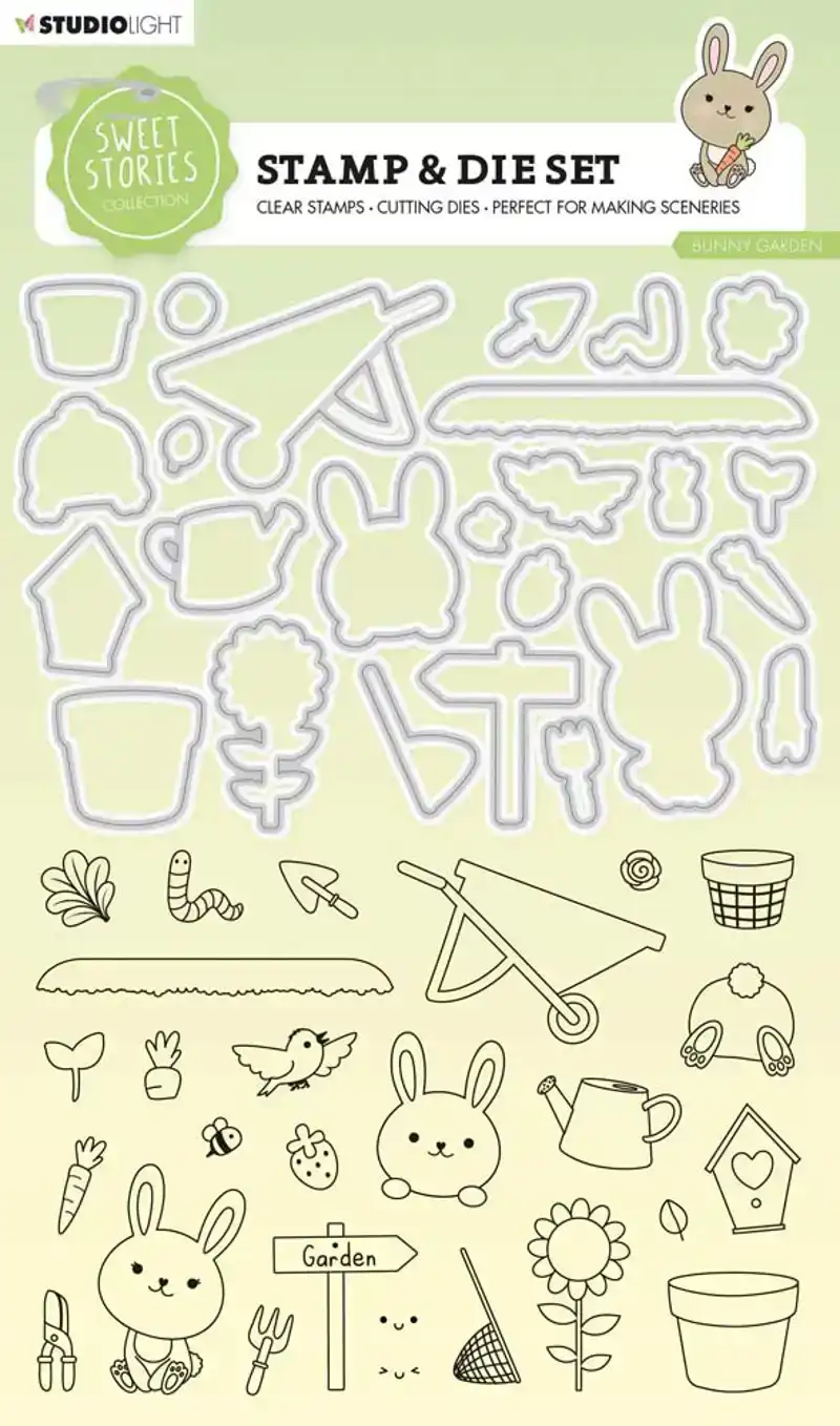 Sweet Stories Stempel en snijmallen set Bunny Garden