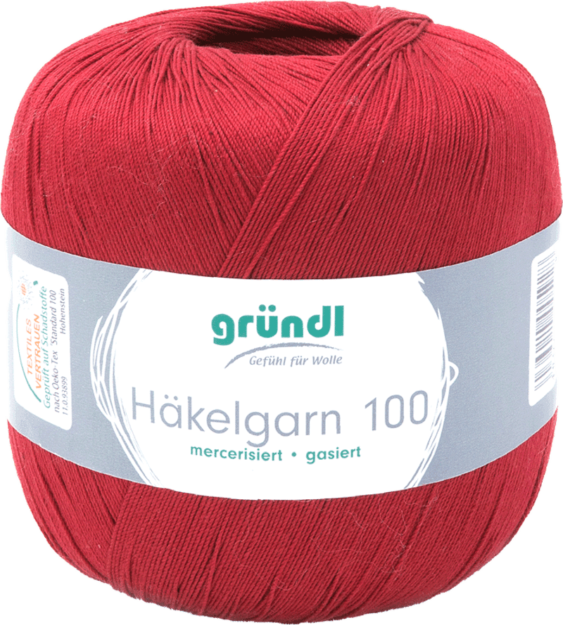 Grundl haakgaren 125 rood 100gr 566m