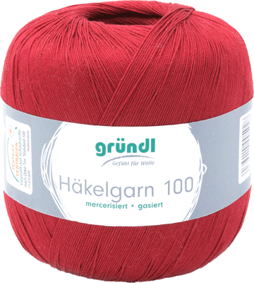 Grundl haakgaren 125 rood 100gr 566m
