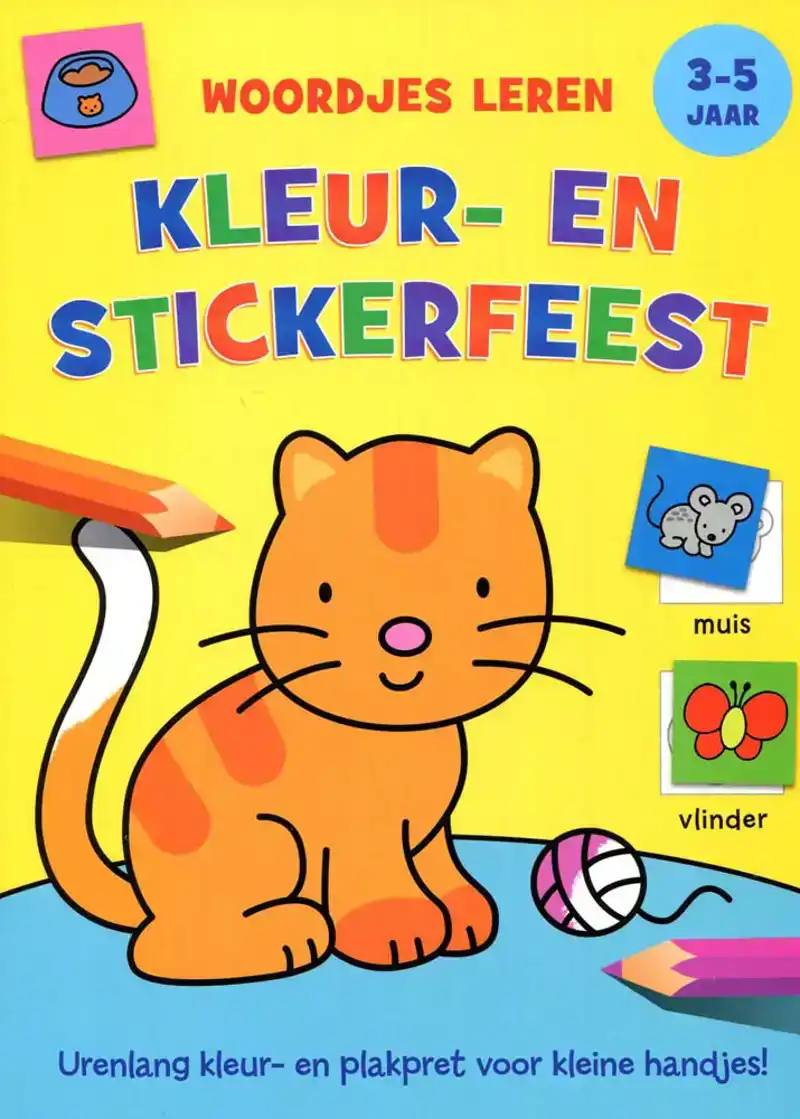 Kleur- en stickerfeest woordjes leren 3-5 jaar