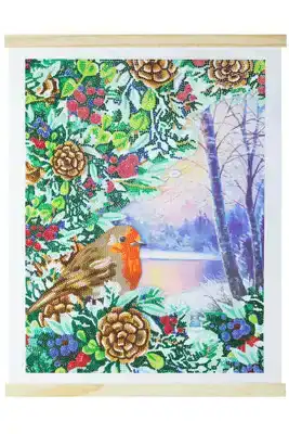 Crystal Art Scroll Roodborst 35x45cm