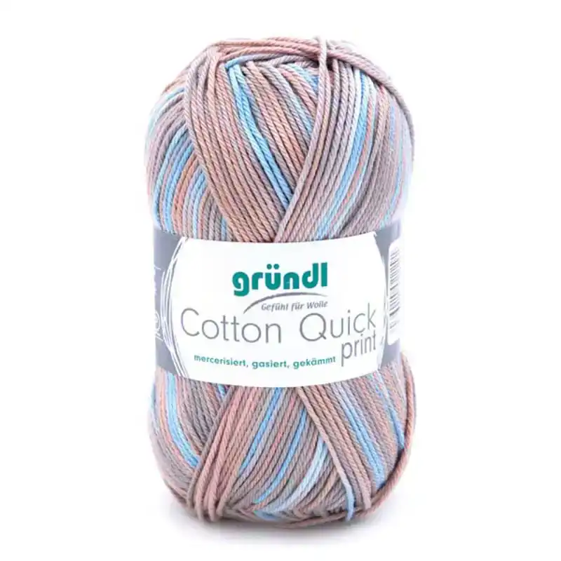 Cotton quick print 238 Beige/Blauw