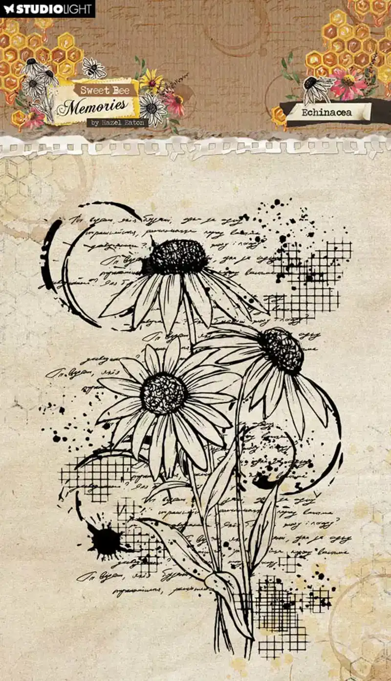 Sweet bee memories clear stamp Echinacea