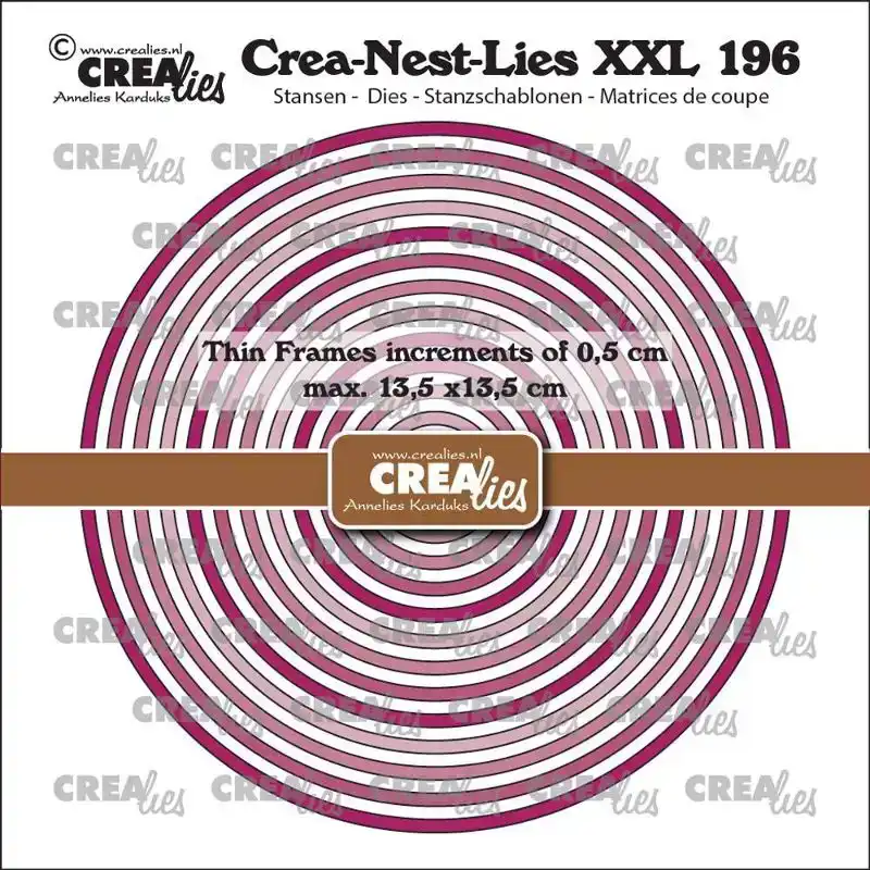 Crealies Crea-Nest-Lies XXL stansen no. 196, Dunne Kaders Cirkels glad