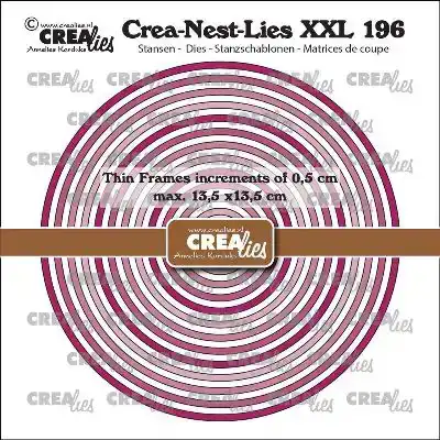 Crealies Crea-Nest-Lies XXL stansen no. 196, Dunne Kaders Cirkels glad