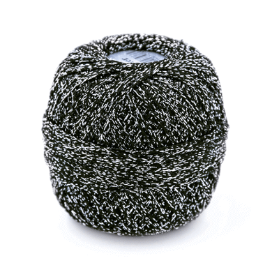 Grundl glitter uni haakgaren metallic zwart 25gr 110m