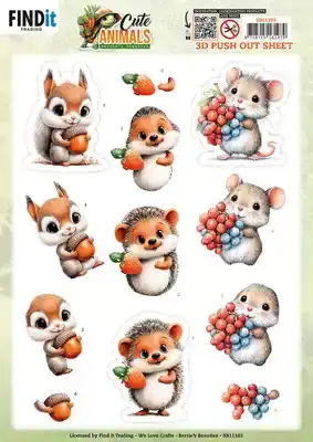 3D Pushout Sheet Berries Beauties Cute Animals Forest Friends