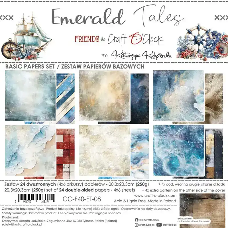 Craft O’Clock emerald tales papierpakket 20,3 x 20,3cm Basics